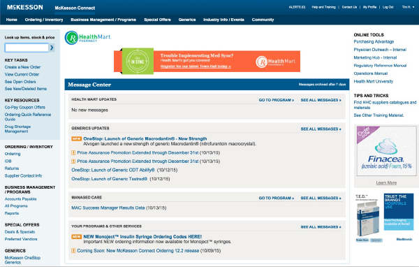 McKesson Connect portal after refresh
